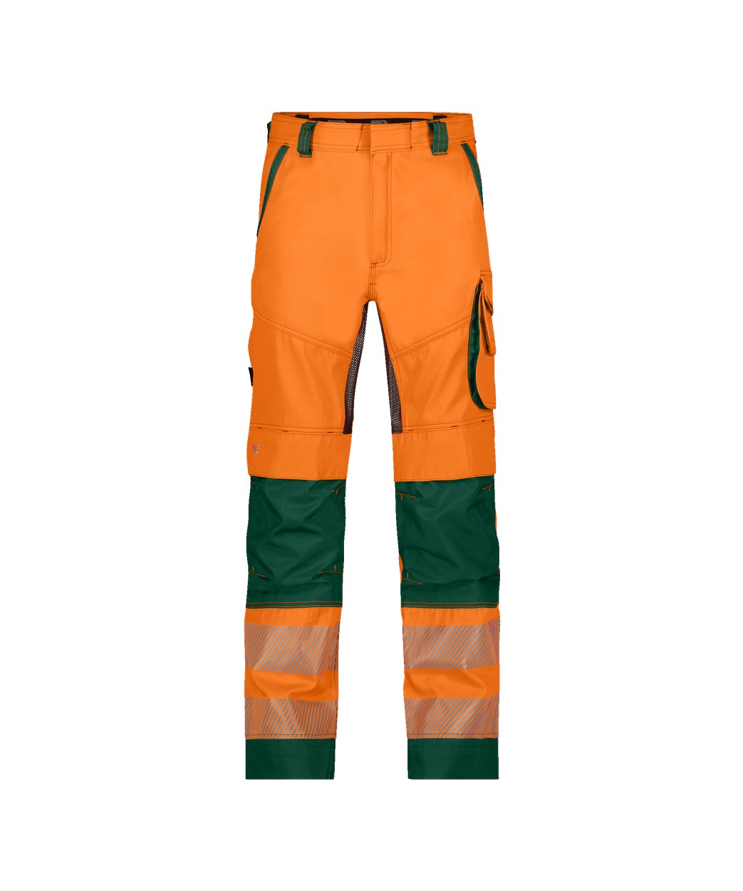 Sommer Warnschutzhose mit Kniepolstertaschen "DASSY® Odessa" in NEONORANGE/FLASCHENGRÜN, Größe 58 - langer Schritt PESCO70
