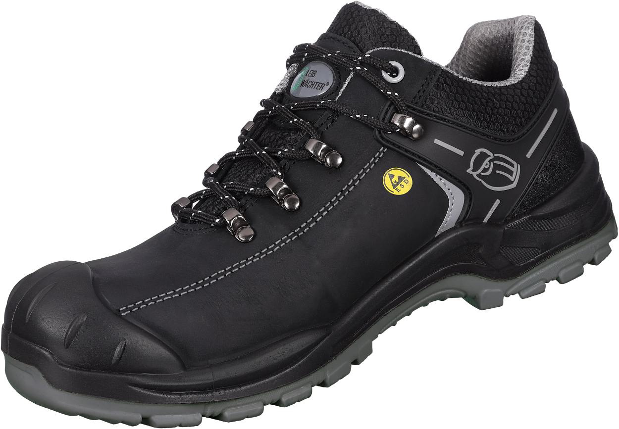 Halbschuh L3122 Leipzig in Schwarz/Grau, Gr. 48 von Leibwächter