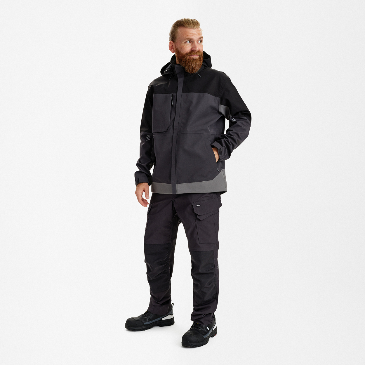 ENGEL Entire Shelljacke in Anthrazitgrau/Schwarz, Größe XS