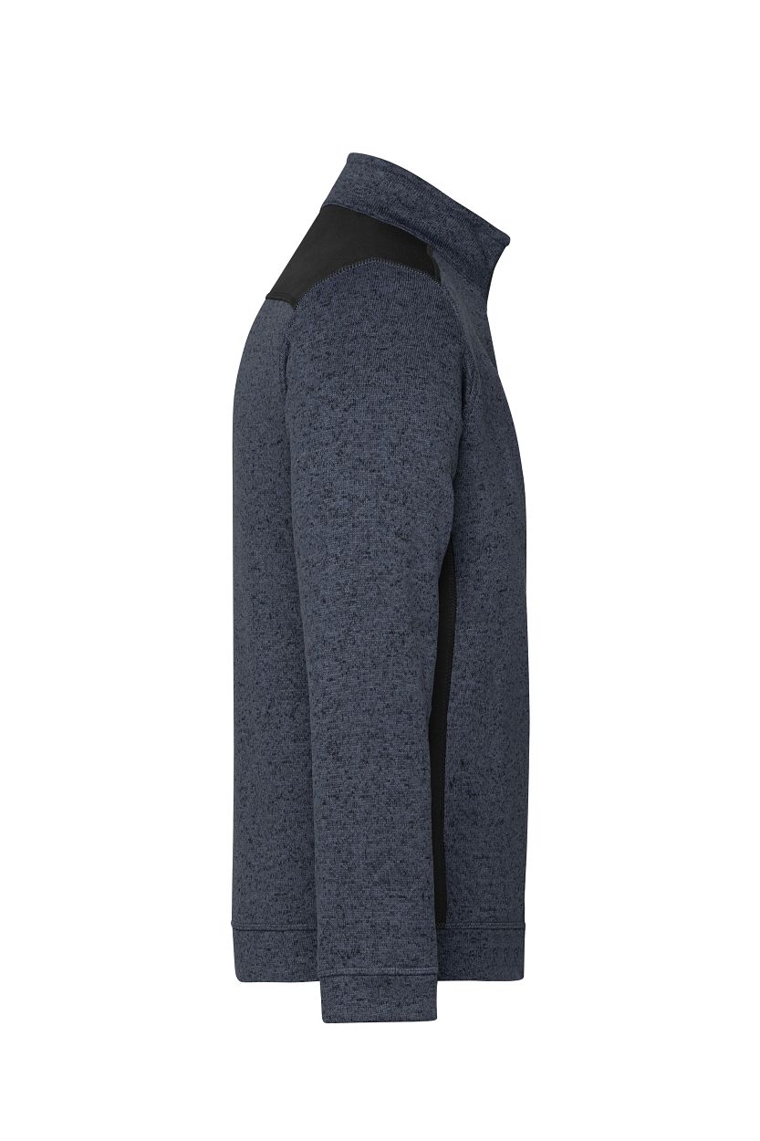 Men's Knitted Workwear Fleece Half-Zip - STRONG - "JN864" in Carbon-Melange/Black, Größe 6XL - Daiber