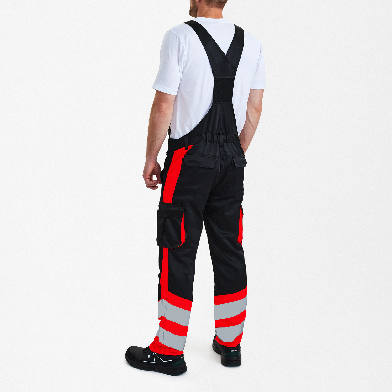 ENGEL Safety Light Latzhose in Schwarz/Rot, Größe 106