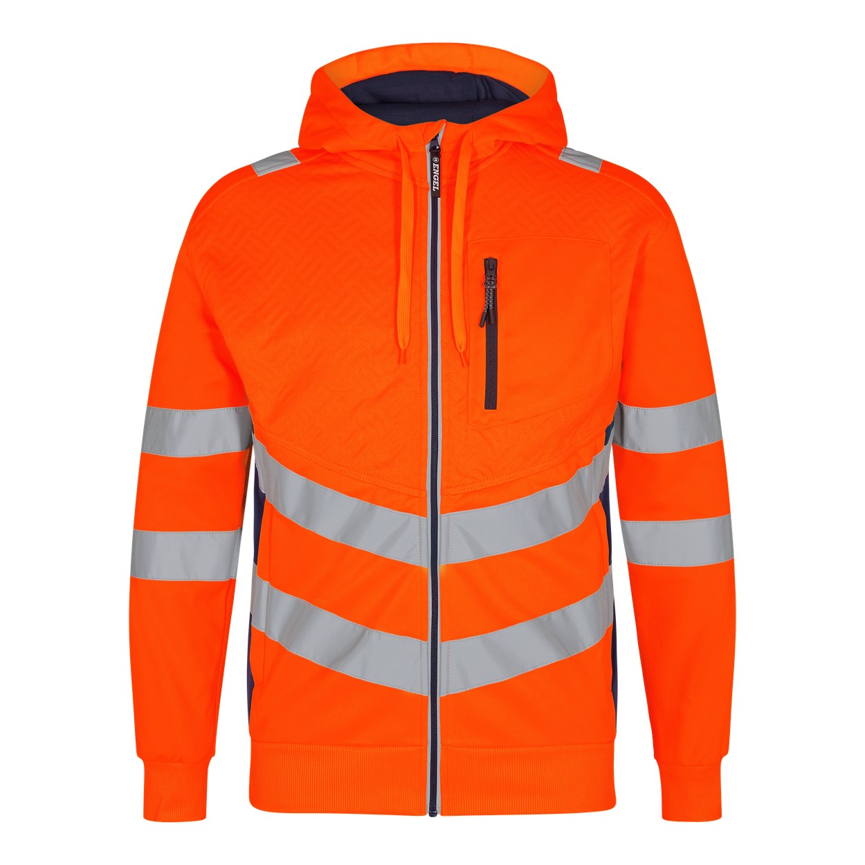 ENGEL Safety Sweatcardigan in Orange/Blue ink, Größe XS