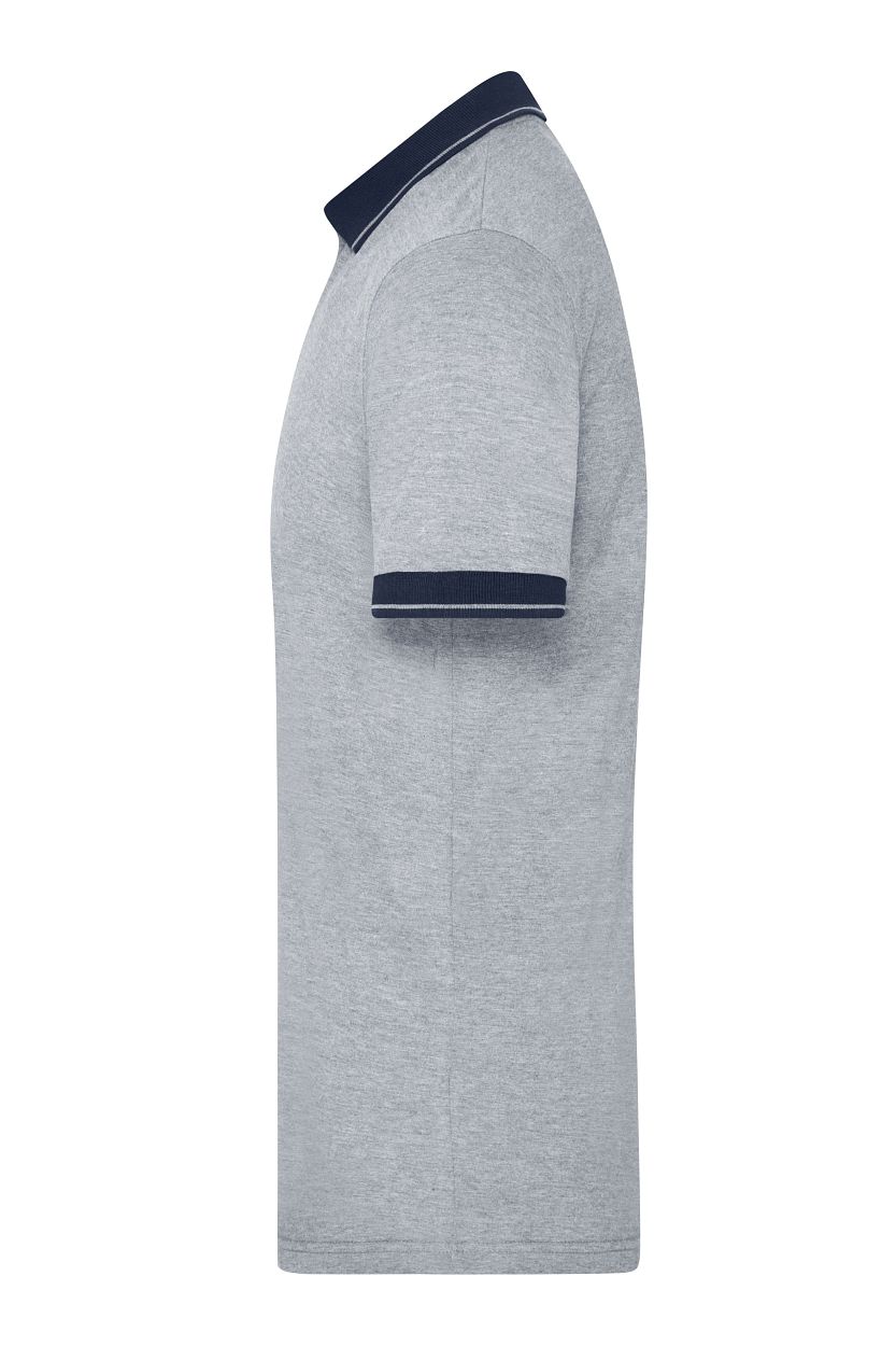 Men's Heather Polo "JN706" in Grey-Heather/Navy, Größe 3XL - Daiber