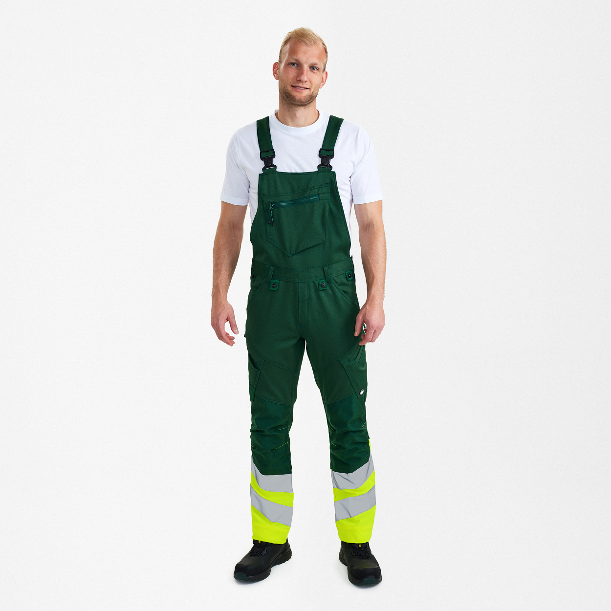 ENGEL Safety Latzhose mit 2-Wege-Stretch in Green/Hivis yellow, Größe 26