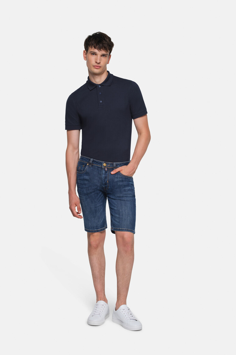 HAKRO 733 5-POCKET-JEANSSHORTS X-STRETCH ECO in indigo, Größe 3XL