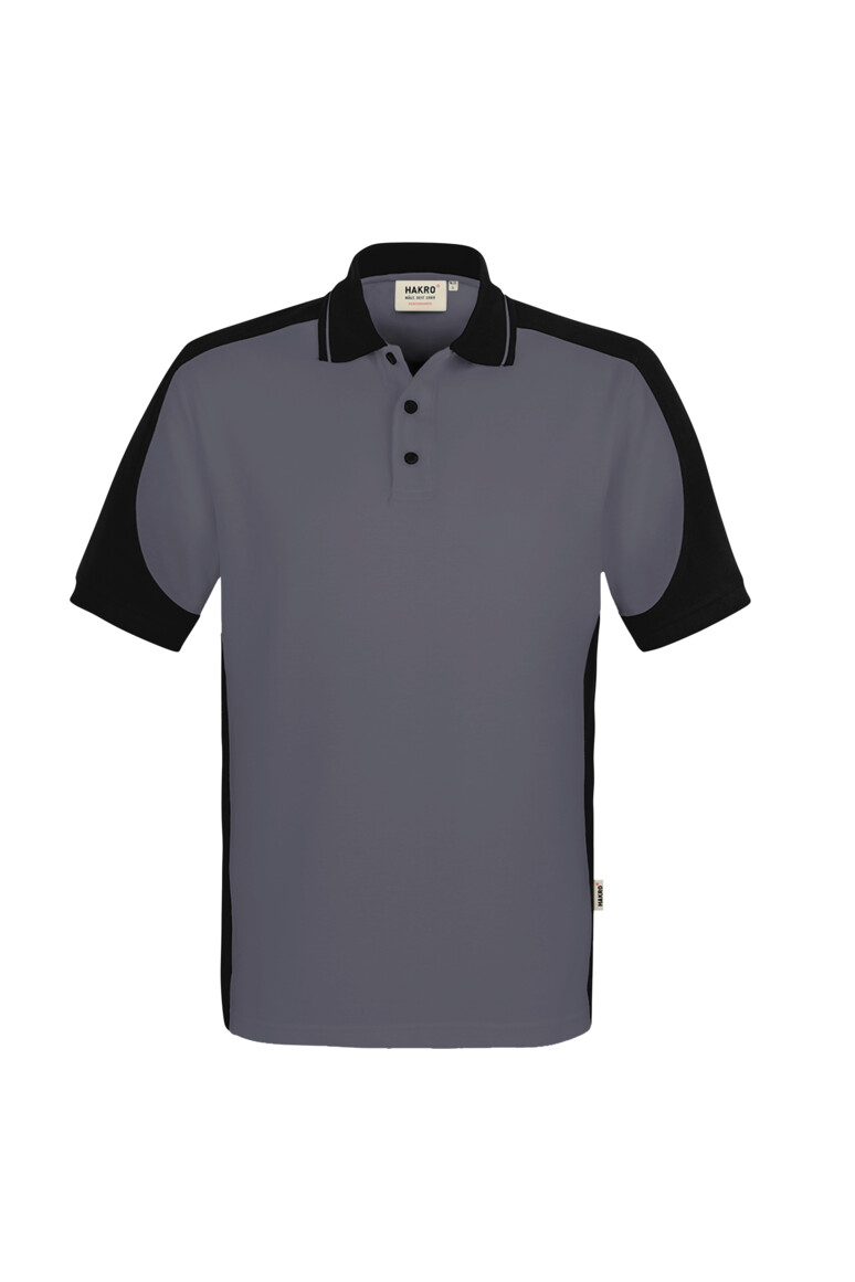 HAKRO 539 Poloshirt Contrast MIKRALINAR® ECO in Anthrazit/Schwarz, Größe 6XL