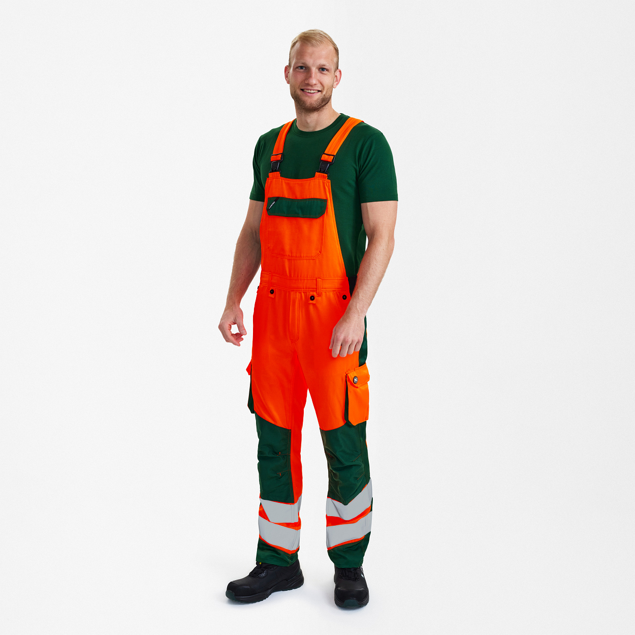 ENGEL Safety Light Latzhose in Orange/Grün, Größe 60