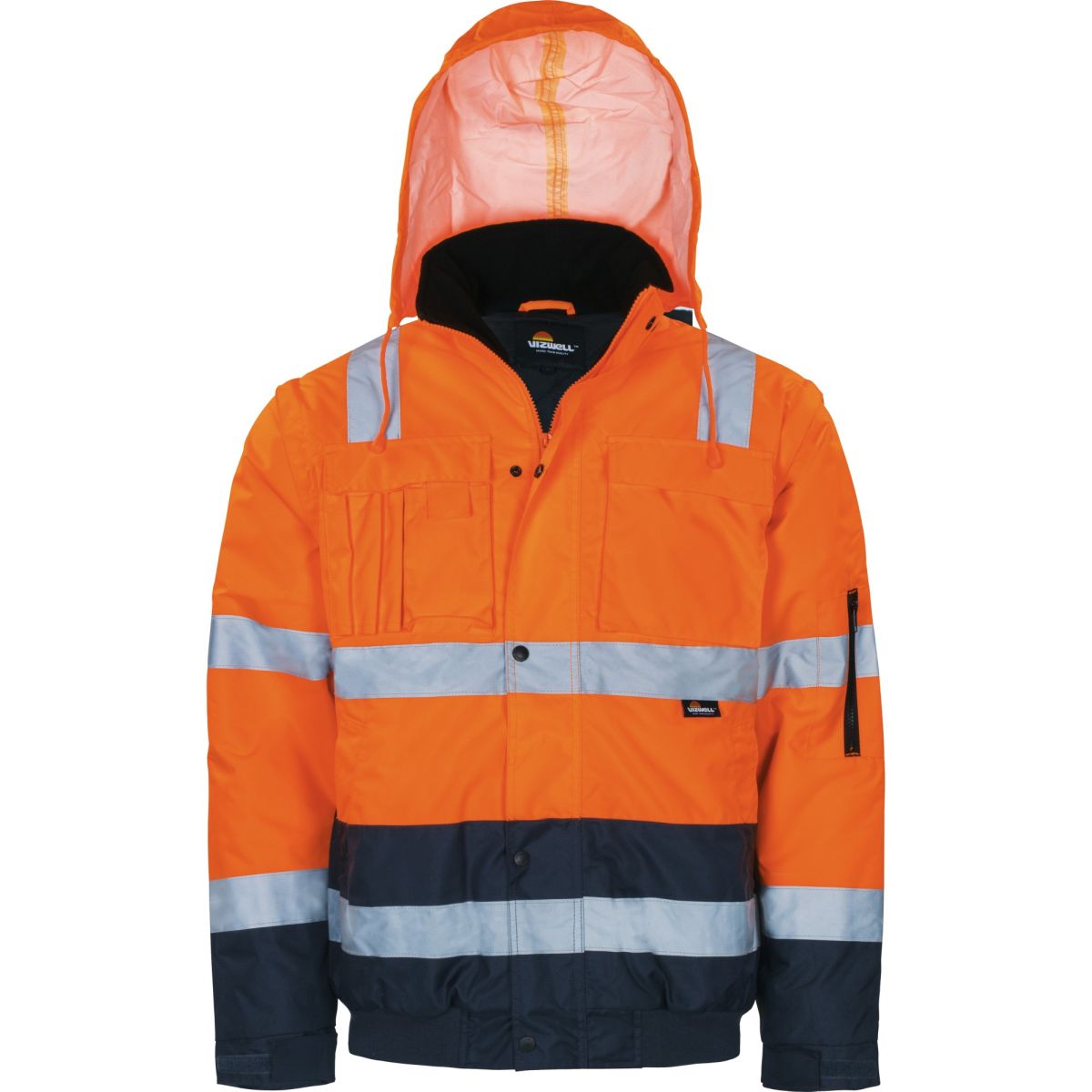 Pilotenjacke mit Schulterreflex leuchtorange-marine von Vizwell