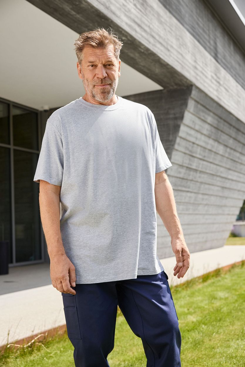 Men's ORGANIC Workwear T-Shirt OCS Blended "JN1808" in Steel-Blue, Größe 6XL - Daiber