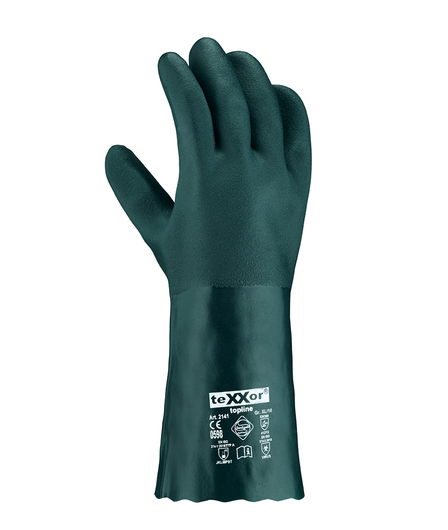 teXXor® topline Chemikalienschutz-Handschuhe PVC GRÜN in Grün, Größe 10