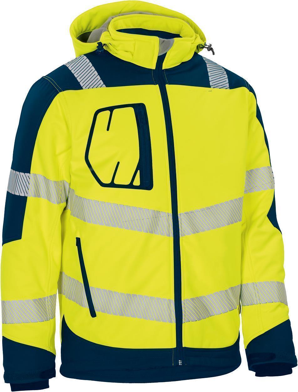 Winter-Kontrast-Softshelljacke leuchtgelb-marine in Gr. XXL von Vizwell