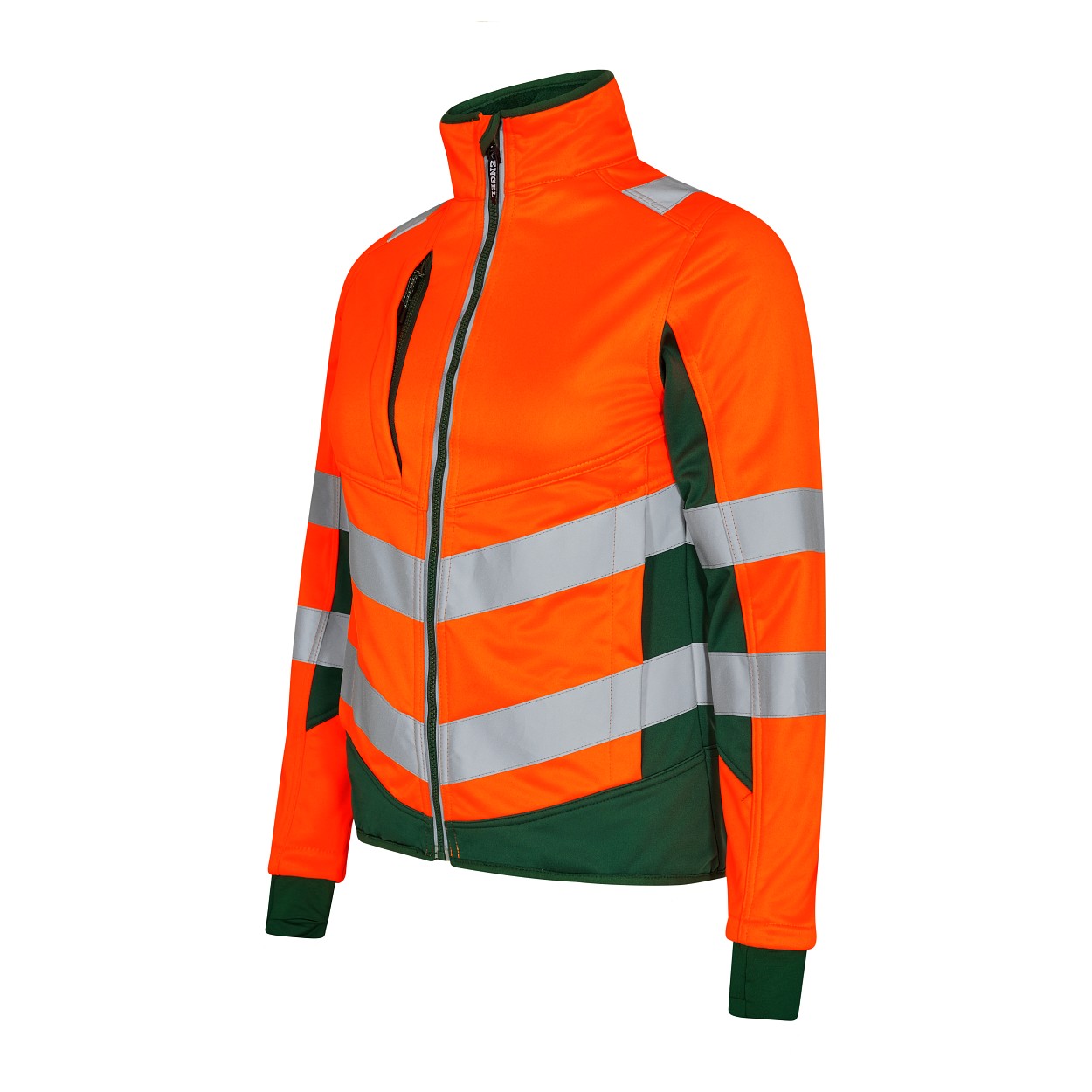 ENGEL Safety Damen Softshelljacke in Orange/Grün, Größe XS