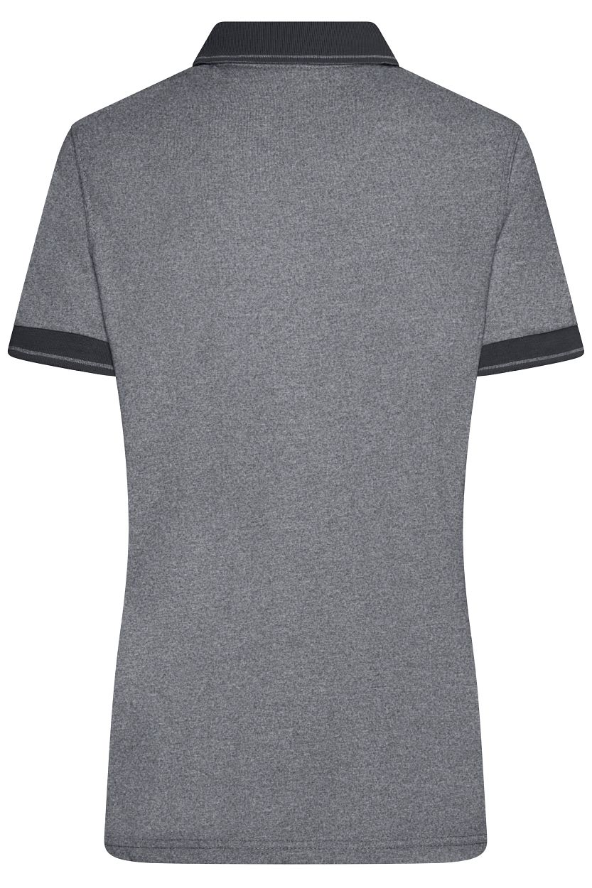 Ladies' Heather Polo "JN705" in Black-Melange/Black, Größe 2XL - Daiber