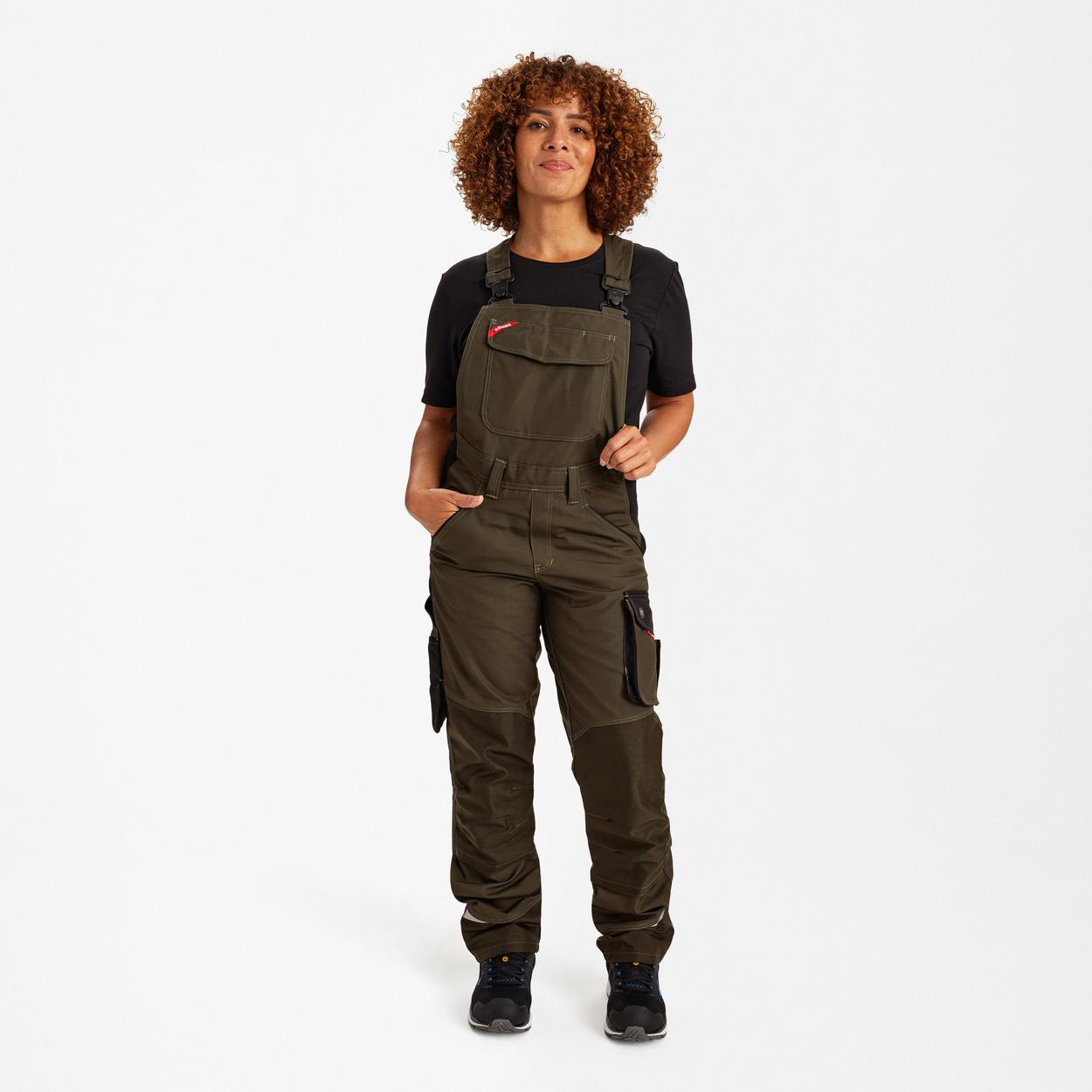 ENGEL Galaxy Damen Latzhose in Forest Green/Schwarz, Größe 48