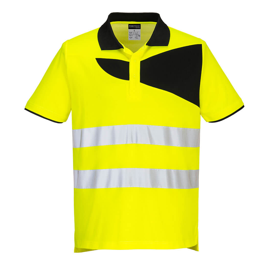 PW2 Warnschutz Cotton Comfort Poloshirt kurzarm  PW212 in Gelb / Schwarz, Größe XL von Portwest