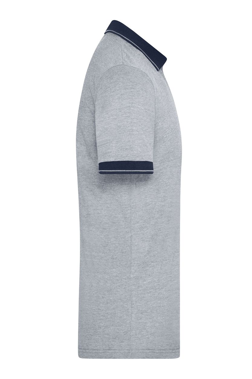 Men's Heather Polo "JN706" in Grey-Heather/Navy, Größe 3XL - Daiber