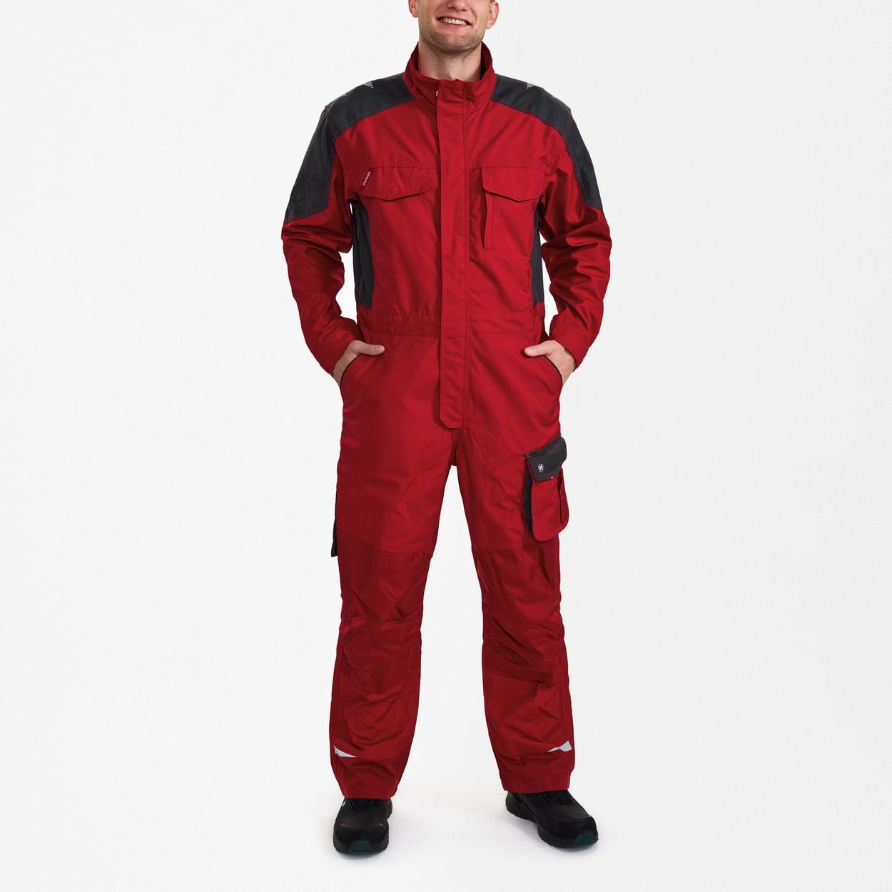 ENGEL Galaxy Overall in Tomato Red/Anthrazit Grau, Größe XS