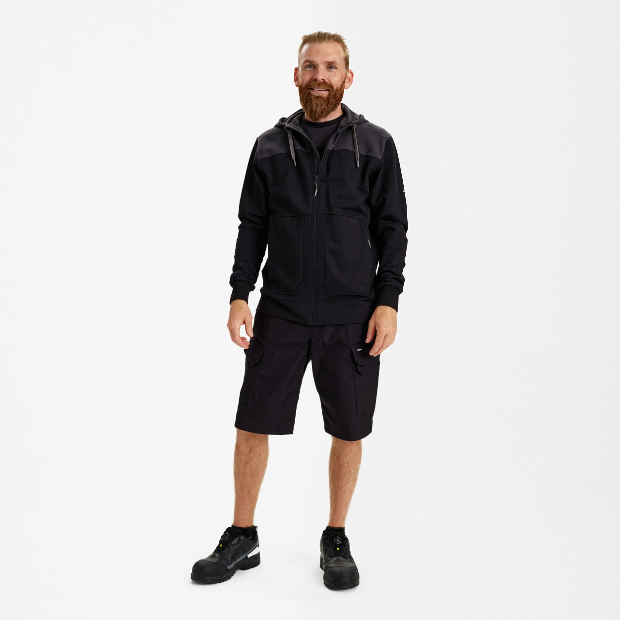 ENGEL Entire sweatcardigan mit kapuze in Schwarz/Anthrazit Grau, Größe XS