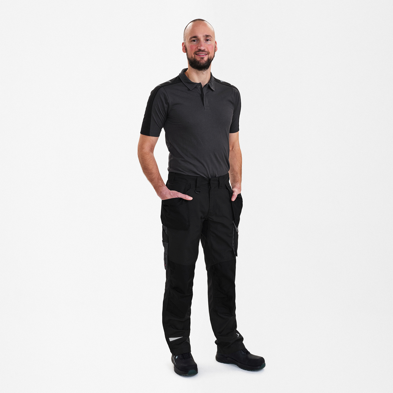 ENGEL Galaxy Poloshirt in Anthrazitgrau/Schwarz, Größe XS