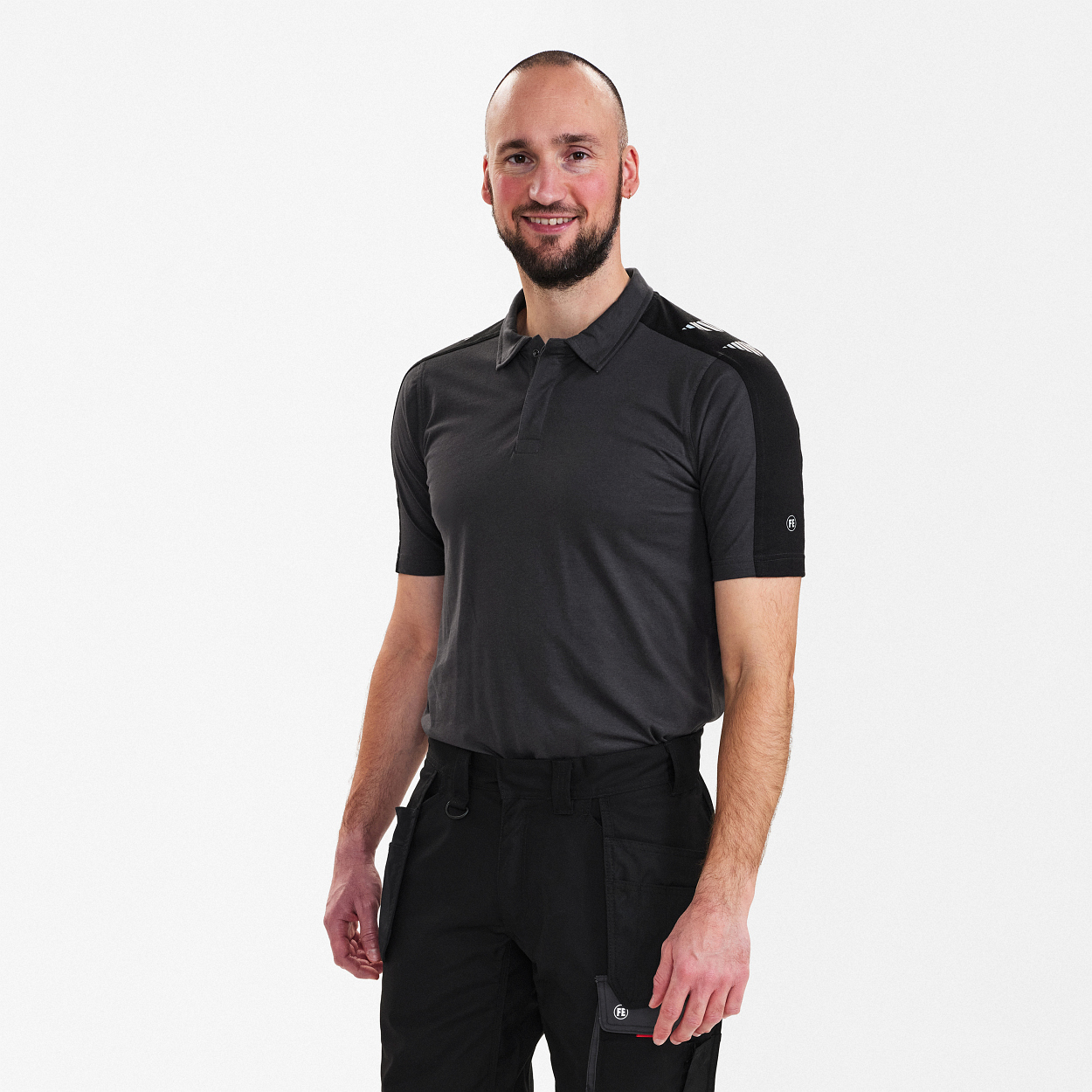 ENGEL Galaxy Poloshirt in Anthrazitgrau/Schwarz, Größe XS