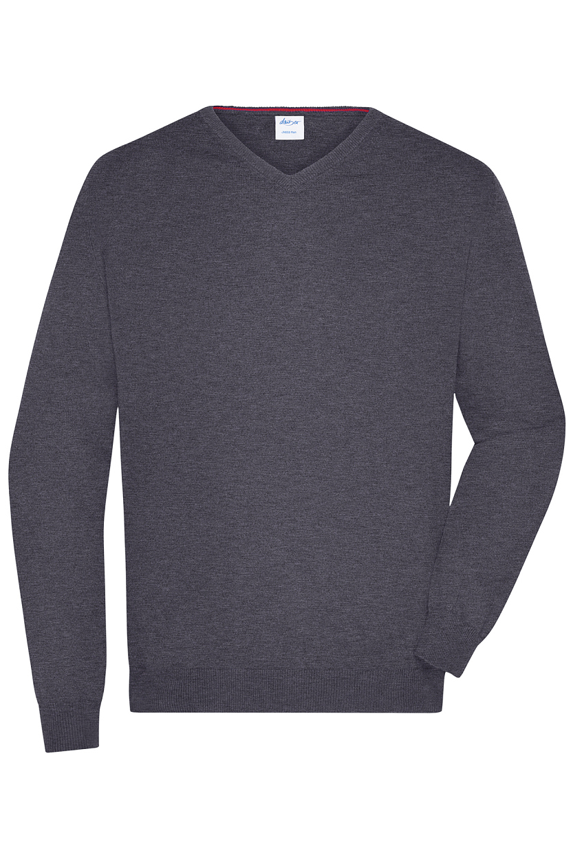 Men's V-Neck Pullover "JN659" in Anthracite-Melange, Größe 3XL - Daiber