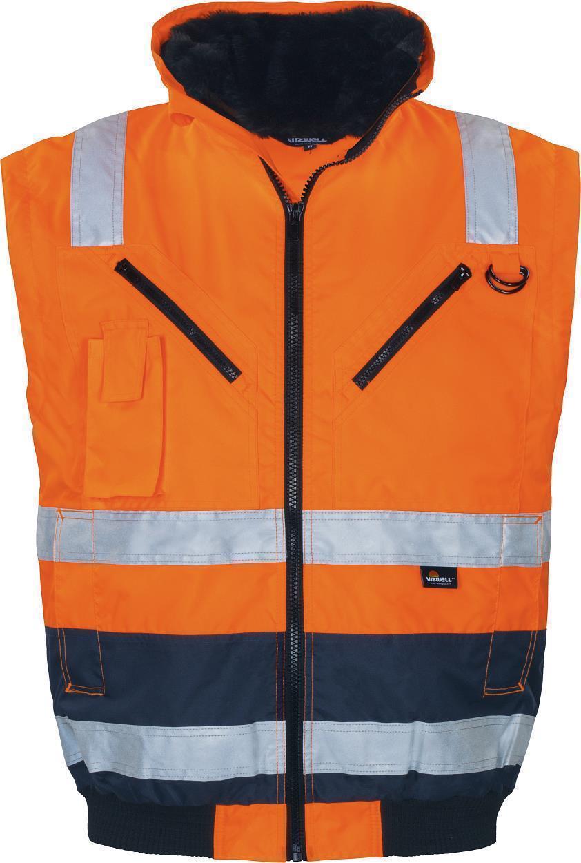 Warnschutz-Kontr.-Pilotenjacke leuchtorange-marine in Gr. XXL von Vizwell