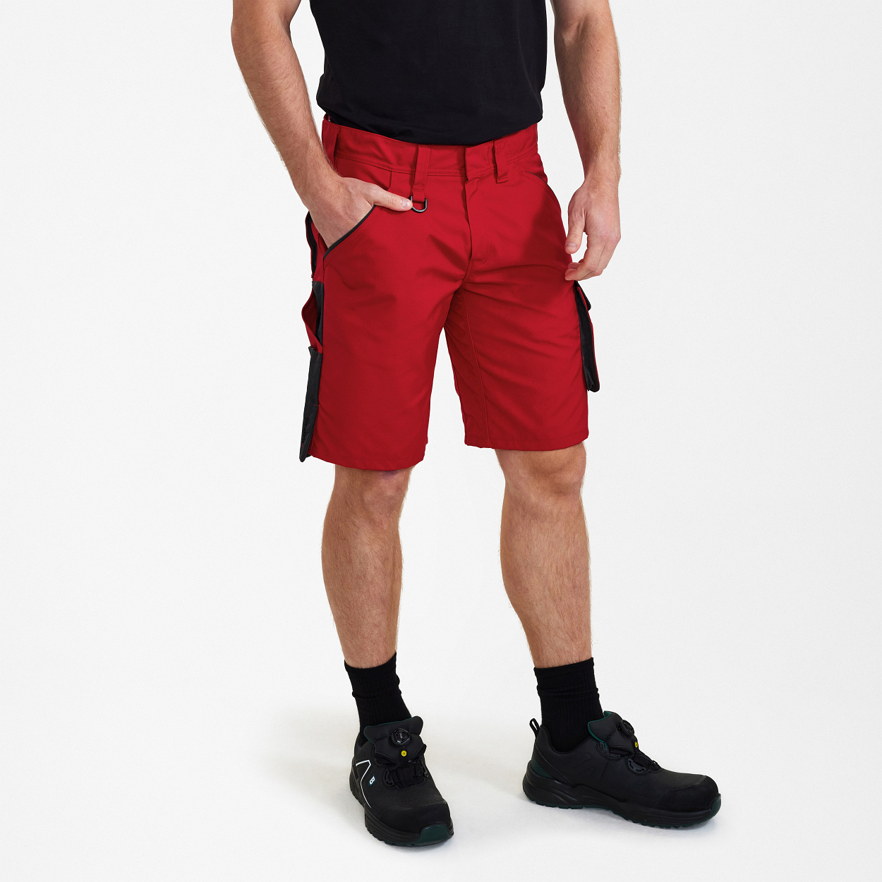 ENGEL Galaxy Arbeitsshorts in Tomato Red/Anthrazit Grau, Größe 54