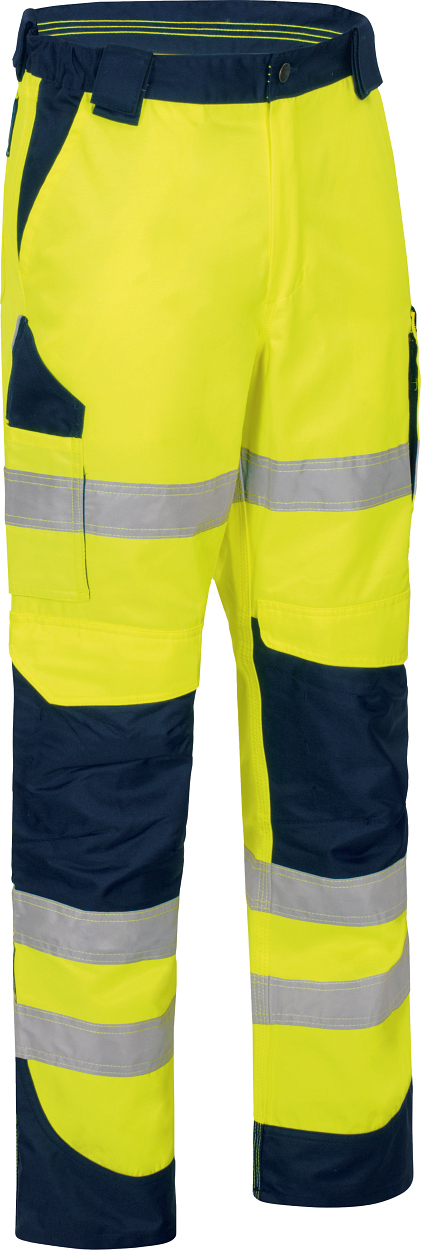 Warnschutz-Kontrast-Bundhose leuchtgelb-marine in Gr. 98 von Vizwell