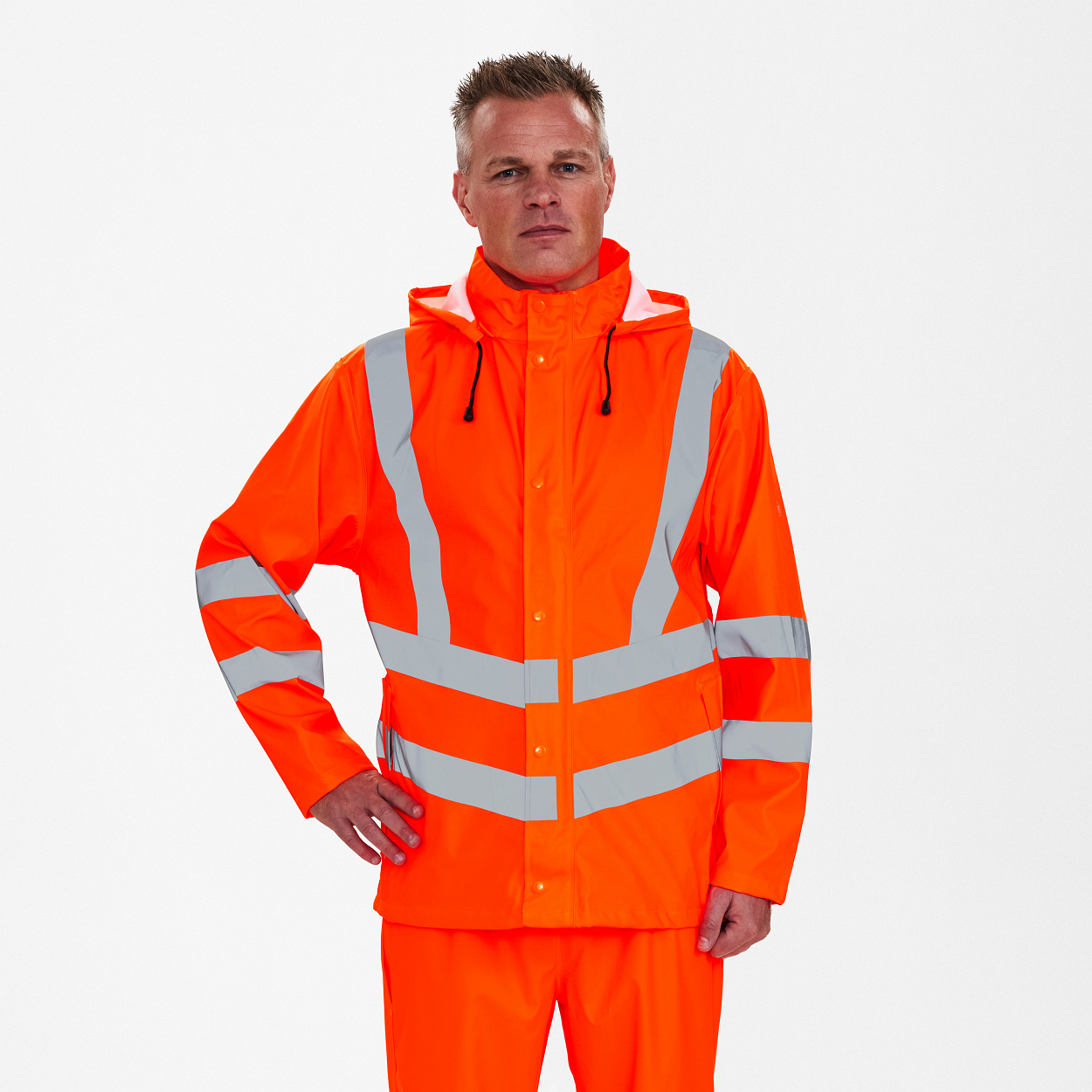 Safety Regenjacke in Hi-vis Orange, Größe XS