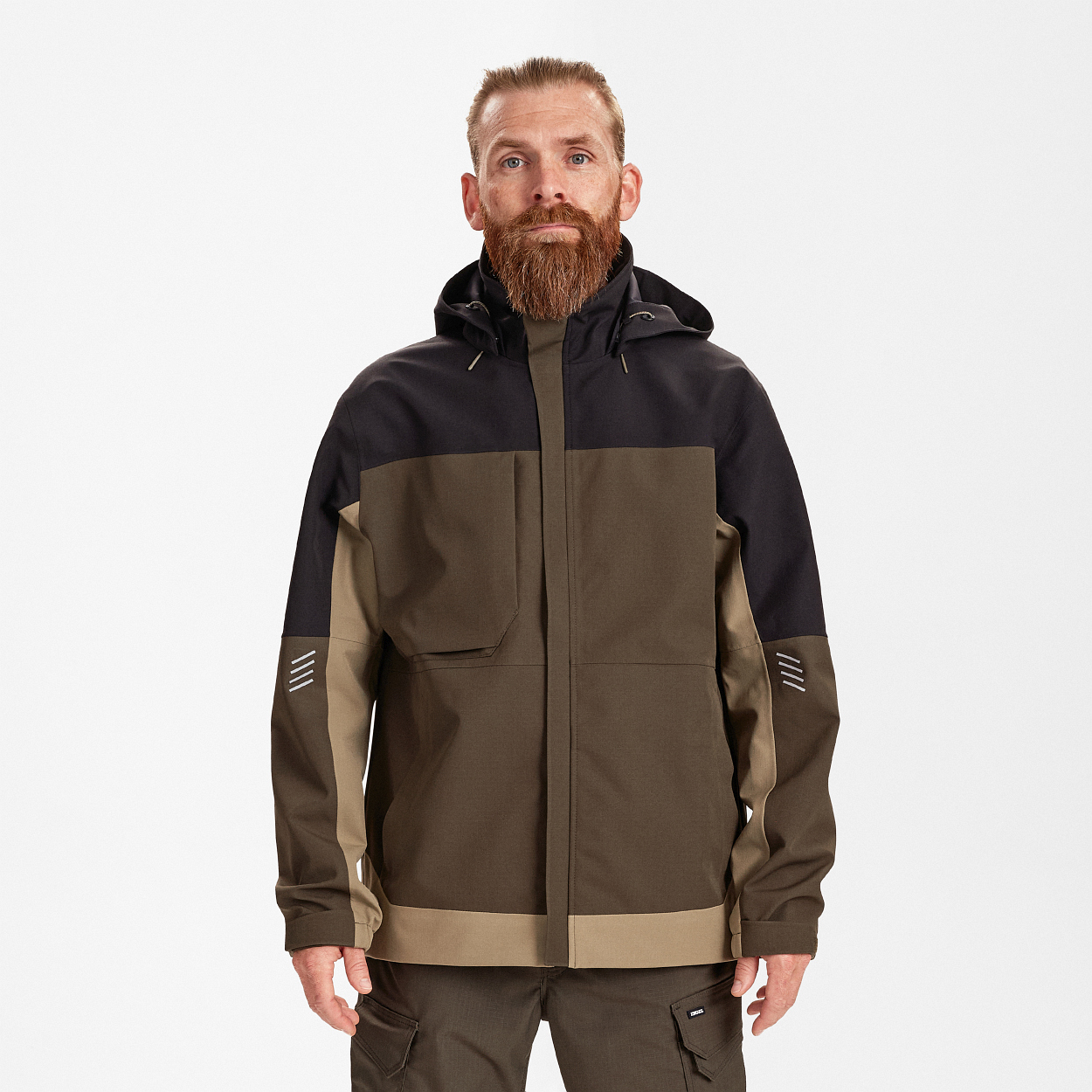 ENGEL Entire Shelljacke in Forest Green/Schwarz, Größe XS