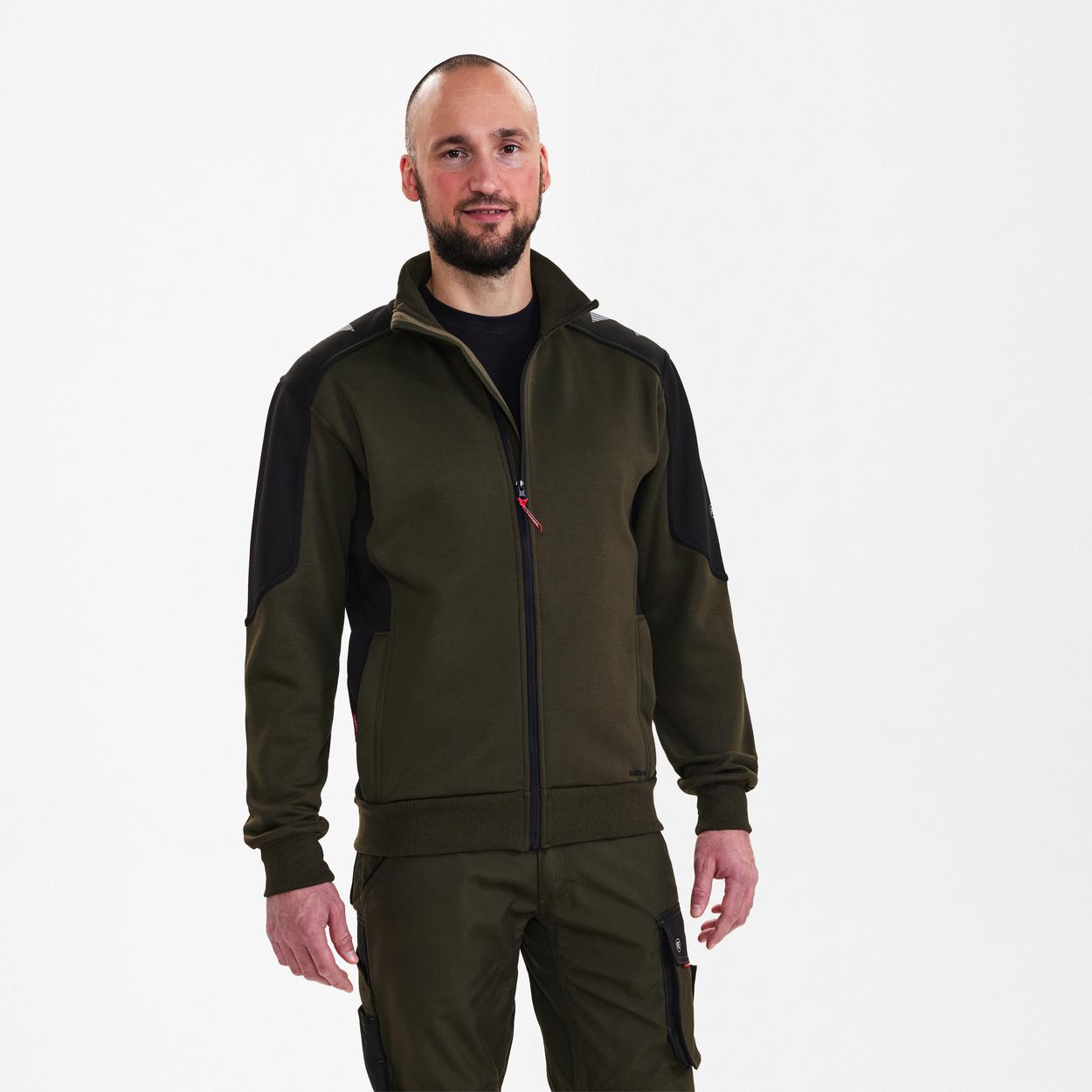 ENGEL Galaxy Sweatcardigan mit Kragen in Forest Green/Schwarz, Größe XS