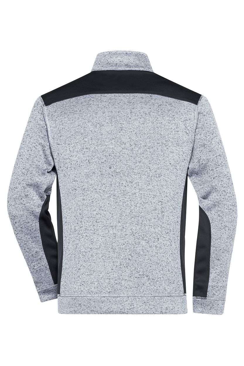 Men's Knitted Workwear Fleece Half-Zip - STRONG - "JN864" in White-Melange/Carbon, Größe 6XL - Daiber