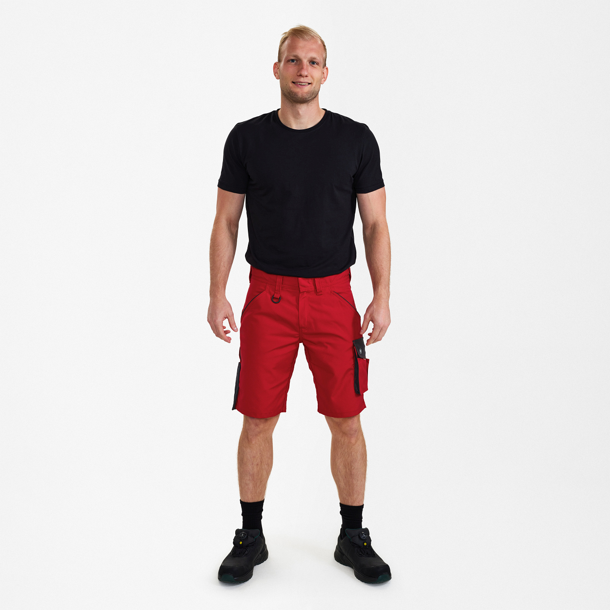 ENGEL Galaxy Arbeitsshorts in Tomato Red/Anthrazit Grau, Größe 54