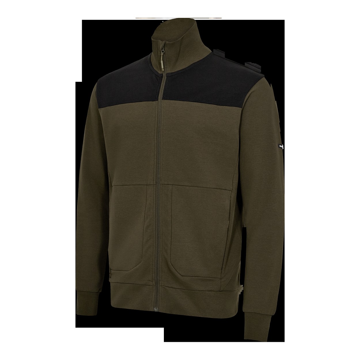 ENGEL Entire Sweatcardigan mit Kragen in Forest Green/Schwarz, Größe XS