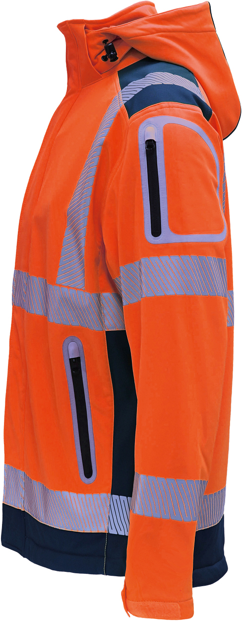 Kontrast-Softshelljacke leuchtorange-marine in Gr. XXL von Vizwell