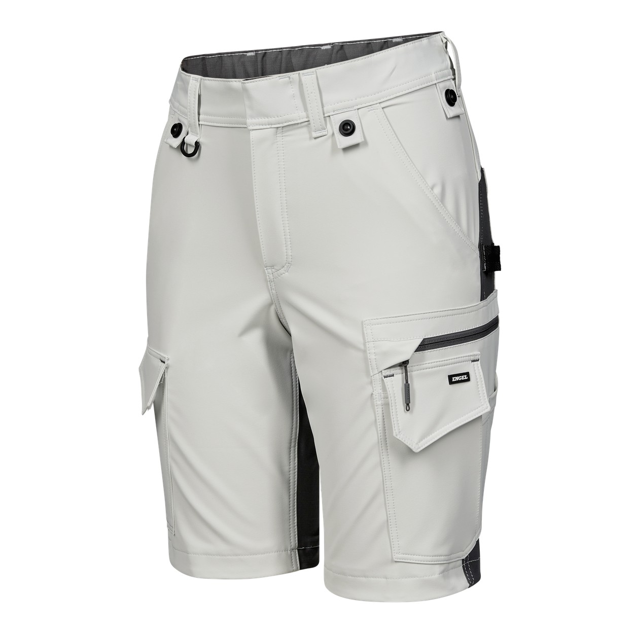 ENGEL Entire Damen Arbeitsshorts mit 4-Wege-Stretch in Bone White / Anthracite Grey, Größe 48