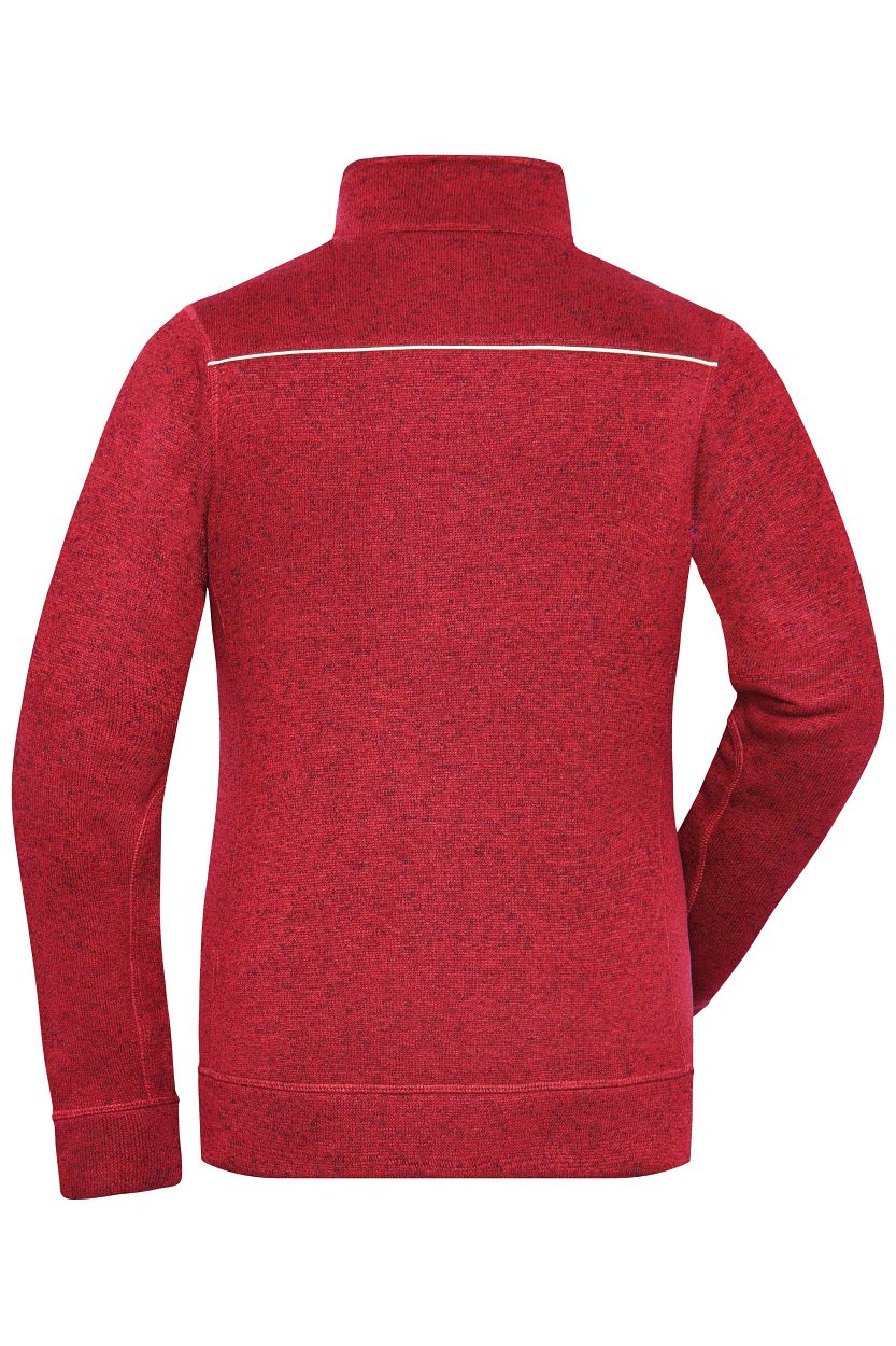 Ladies' Knitted Workwear Fleece Jacket - SOLID - "JN897" in Red-Melange/Black, Größe 4XL - Daiber