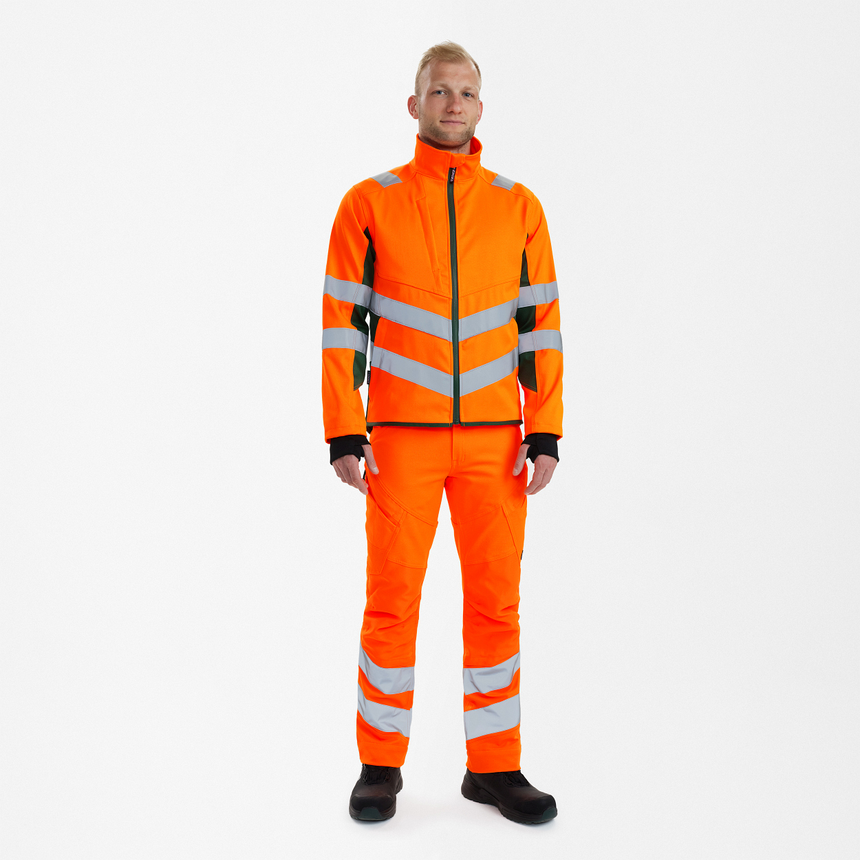 ENGEL Safety Arbeitsjacke in Orange/Grün, Größe XS