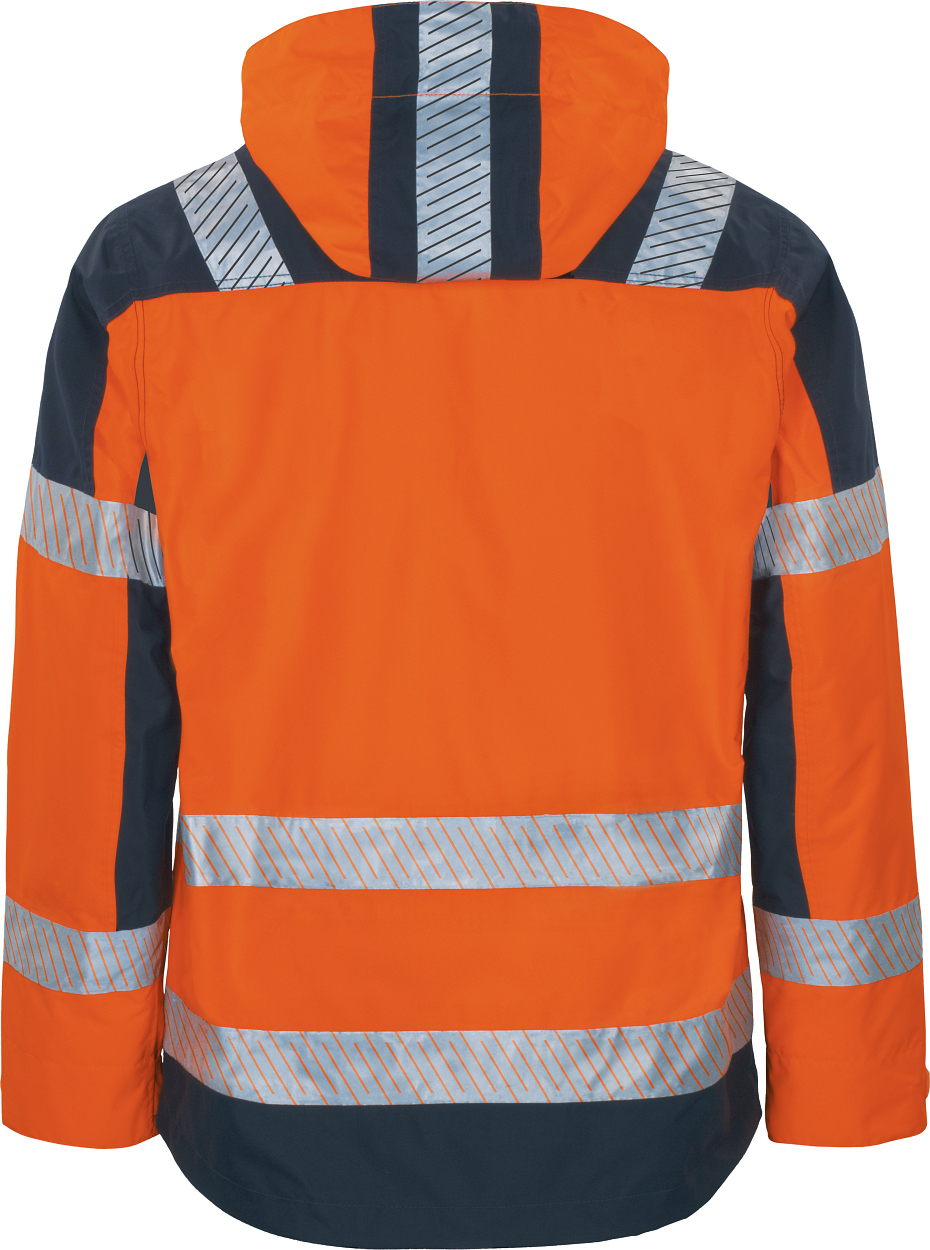 Warnschutz-Kontrast Außenjacke leuchtorange-marine in Gr. XXL von Vizwell