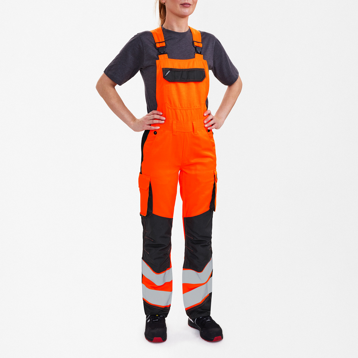 ENGEL Safety Light Damen Latzhose in Orange/Anthrazit Grau, Größe 48