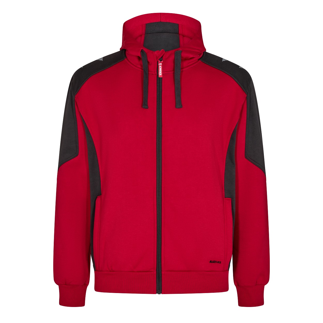 ENGEL Galaxy Sweatcardigan mit Kapuze in Tomato Red/Anthrazit Grau, Größe XS