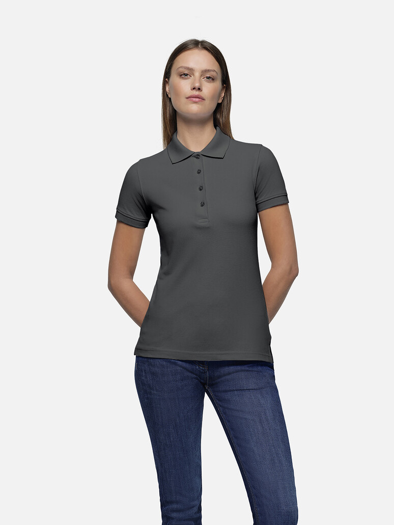 HAKRO 110 Damen Poloshirt Classic in Karbongrau, Größe 3XL