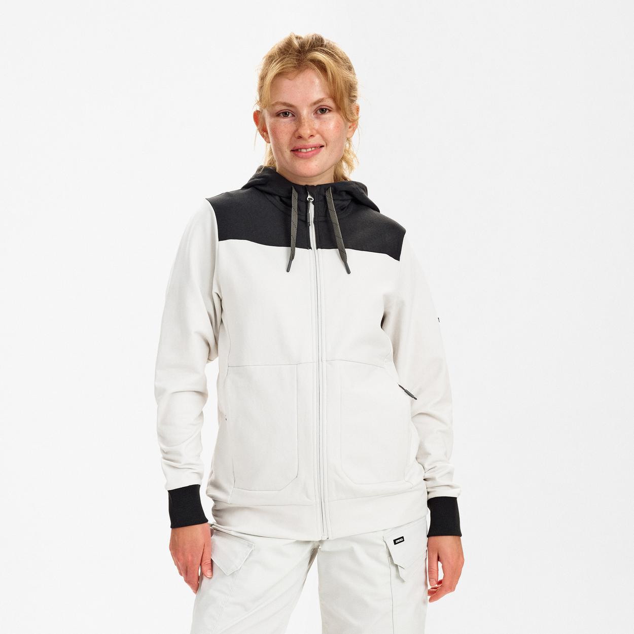 ENGEL Entire Damen Sweatcardigan mit Kapuze in Bone White / Anthracite Grey, Größe XS