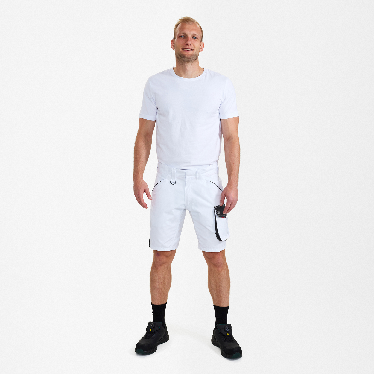 ENGEL Galaxy Arbeitsshorts in Weiss/Anthrazit Grau, Größe 54