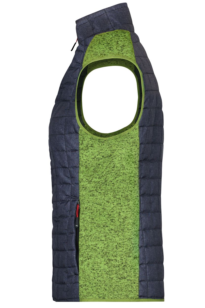 Ladies' Knitted Hybrid Vest "JN739" in Kiwi-Melange/Anthracite-Melange, Größe 2XL - Daiber