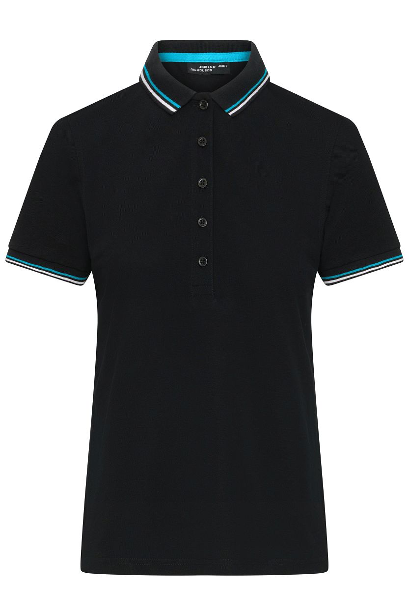 Ladies' Polo "JN1305" in Black/White/Turquoise, Größe 2XL - Daiber