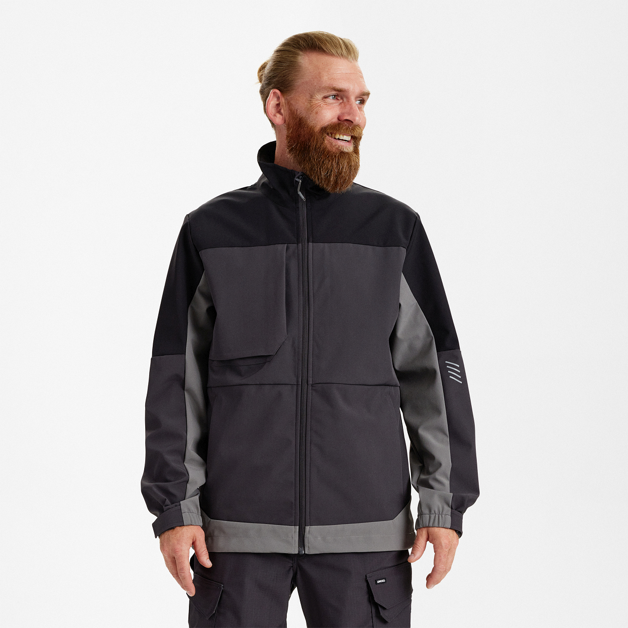 ENGEL Entire Softshelljacke in Anthrazitgrau/Schwarz, Größe XS