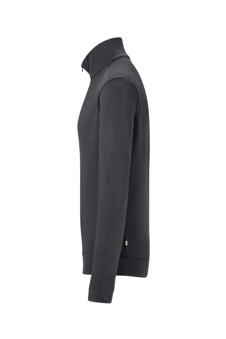 HAKRO 535 Zip-Longsleeve Piqué MIKRALINAR® ECO in Karbongrau, Größe 6XL