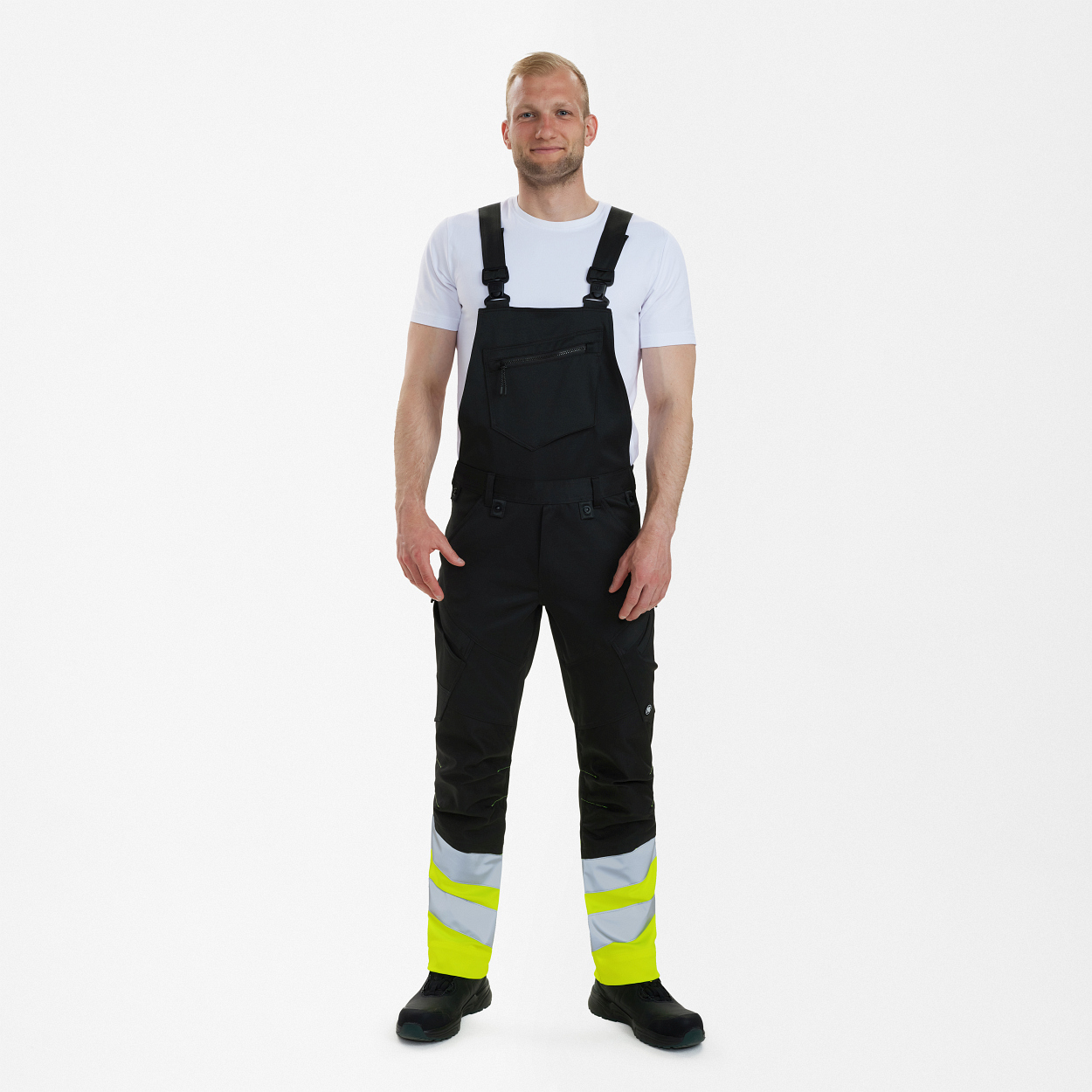 ENGEL Safety Latzhose in Schwarz/Gelb, Größe 26