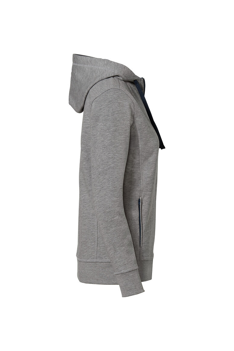 HAKRO 255 Damen Kapuzenjacke Bonded ECO in grau meliert/tinte, Größe 3XL